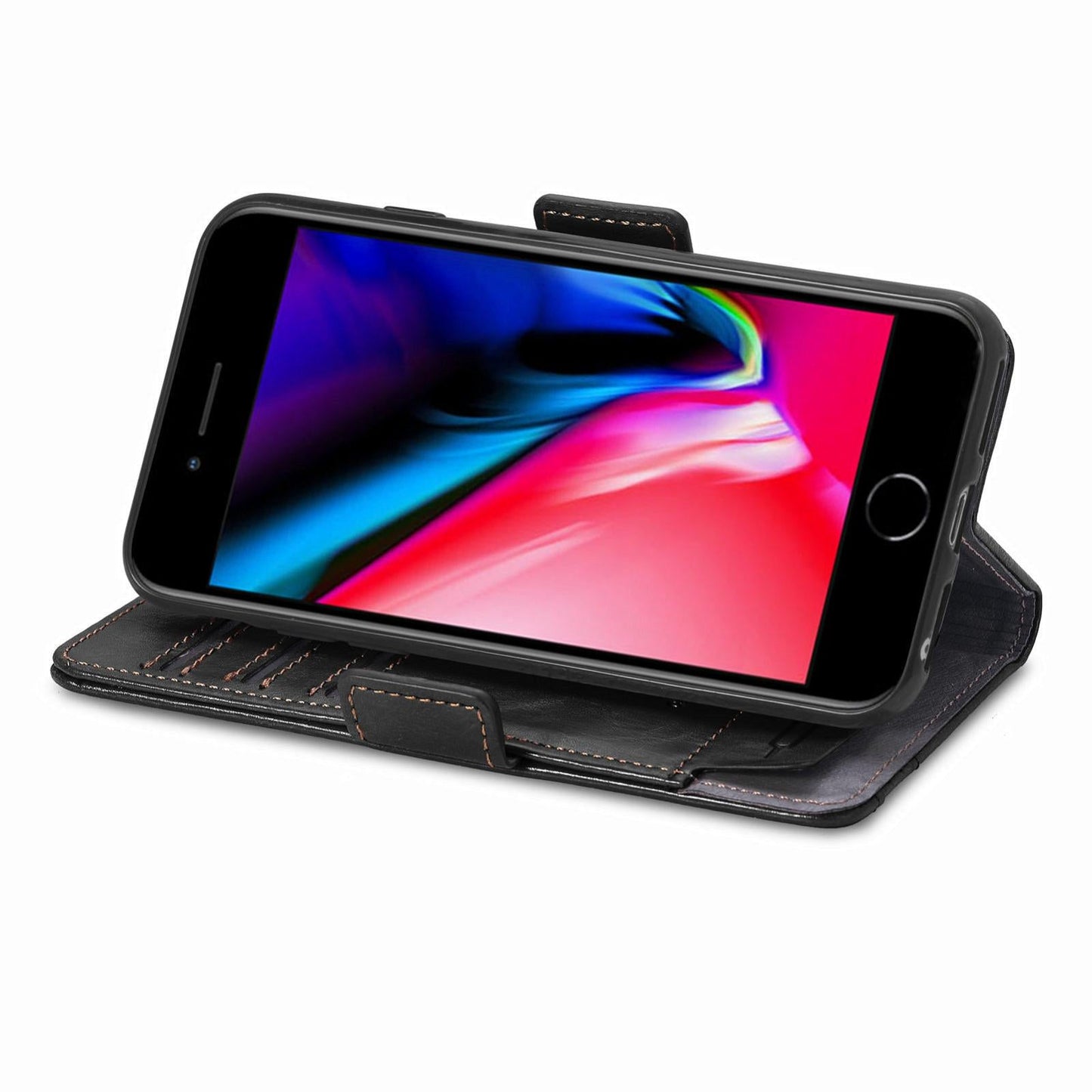 For iPhone 16e CaseNeo Splicing Dual Magnetic Buckle Leather Phone Case(Black)
