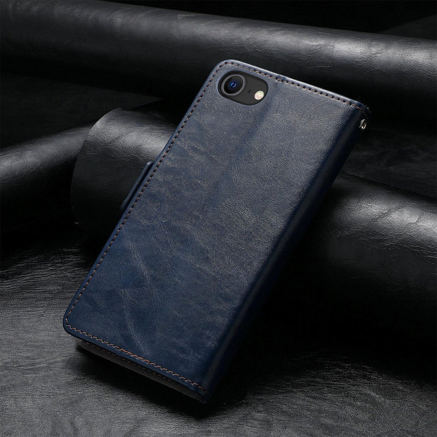 For iPhone 16e CaseNeo Splicing Dual Magnetic Buckle Leather Phone Case(Blue)
