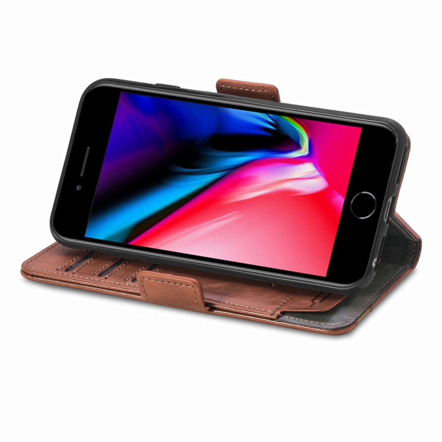 For iPhone 16e CaseNeo Splicing Dual Magnetic Buckle Leather Phone Case(Brown)