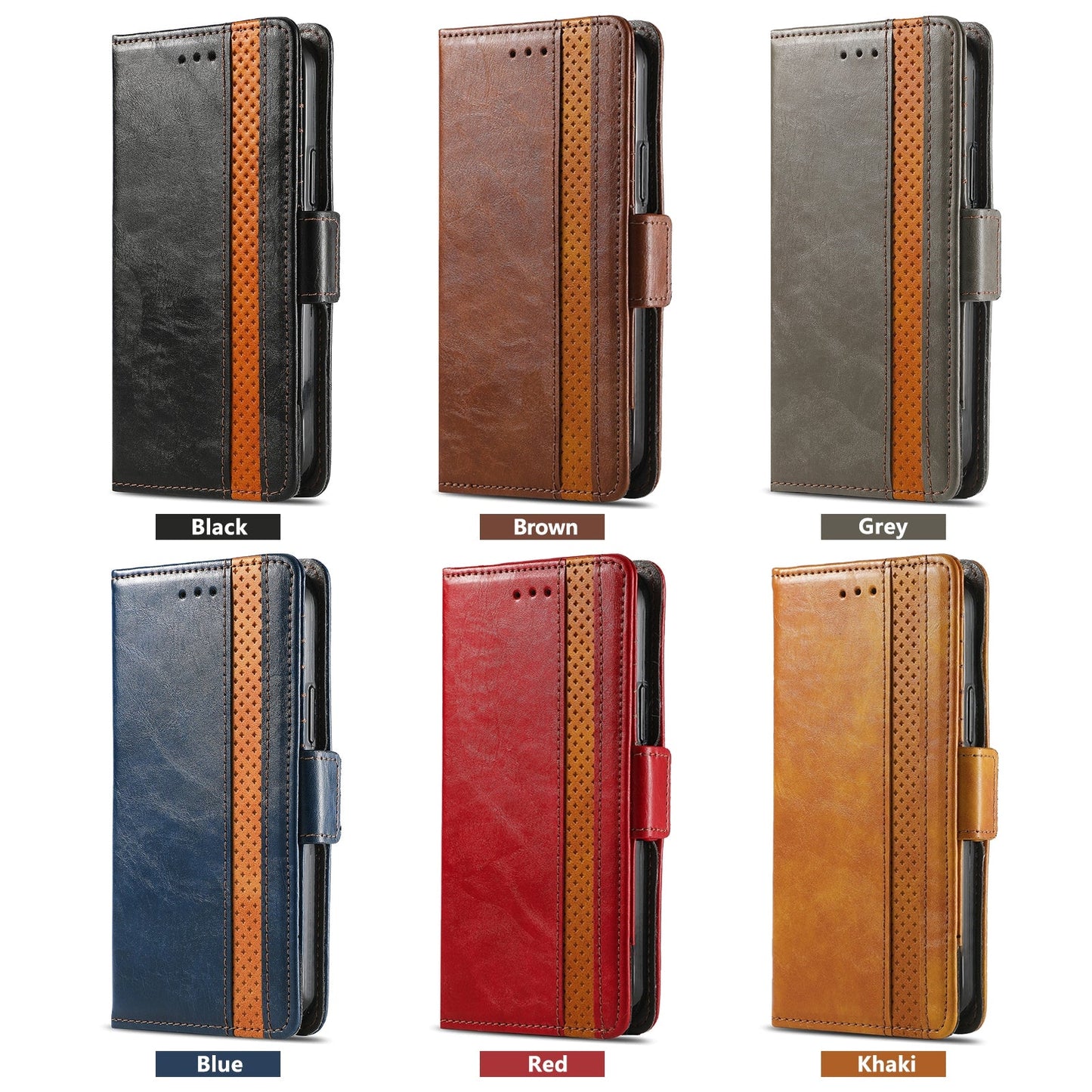 For iPhone 16e CaseNeo Splicing Dual Magnetic Buckle Leather Phone Case(Gray)