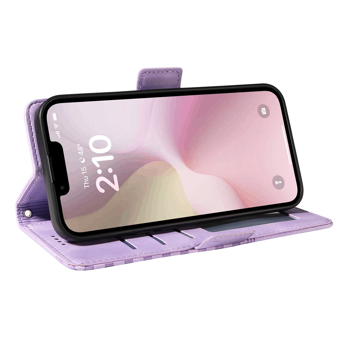 For iPhone 16e ENKAY Embossed Rhombus Starry Leather Phone Case with Screen Film(Purple)