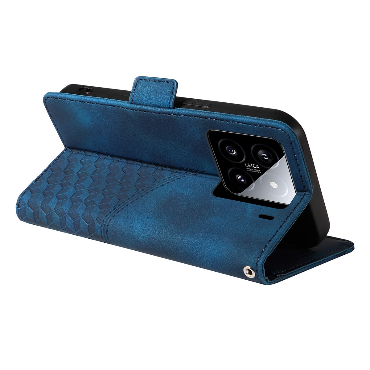 For Xiaomi 15 ENKAY Embossed Rhombus Starry Leather Phone Case with Screen Film(Blue)
