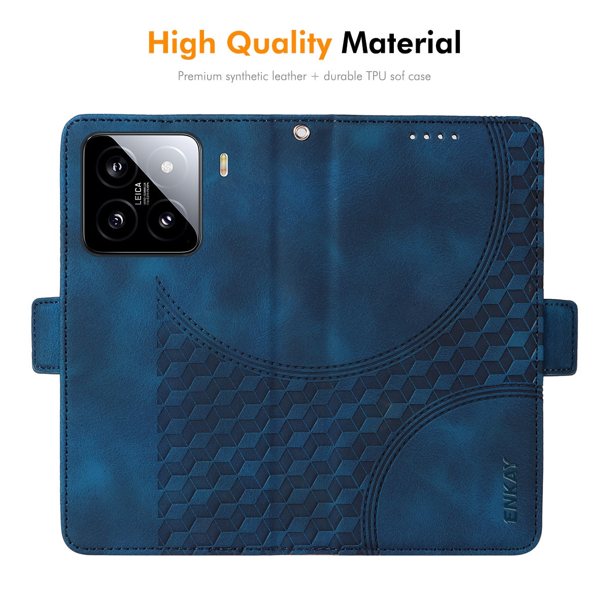 For Xiaomi 15 ENKAY Embossed Rhombus Starry Leather Phone Case with Screen Film(Blue)