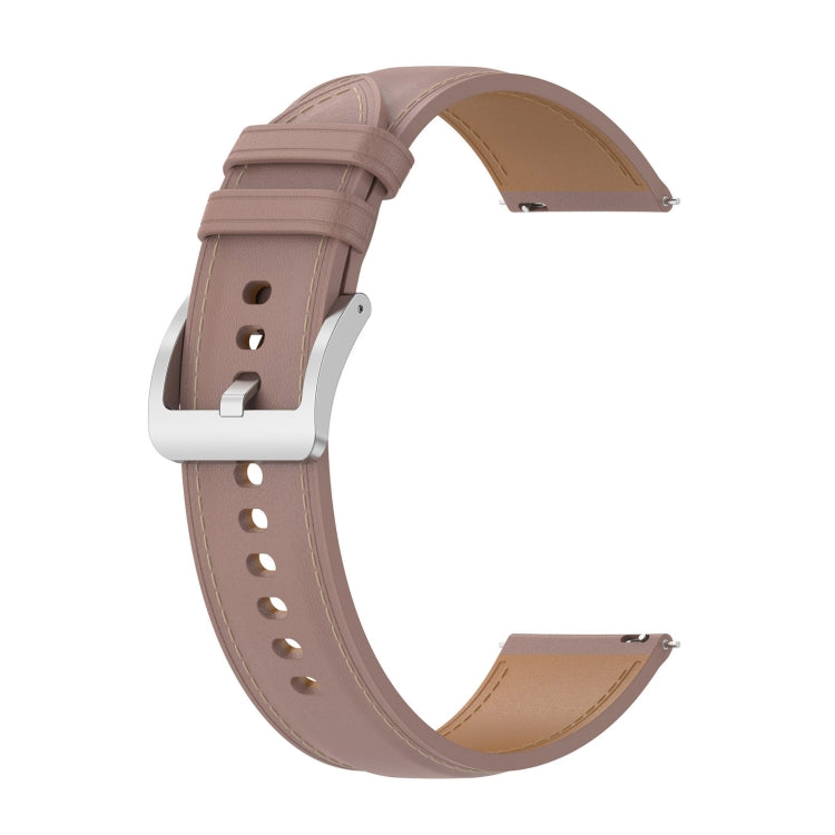22mm Stainless Steel Quick Release Buckle Genuine Leather Watch Band, For Amazfit Bip 5 / GTR 4 / GTR 3