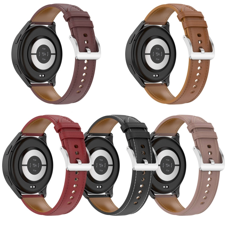 22mm Stainless Steel Quick Release Buckle Genuine Leather Watch Band, For Amazfit Bip 5 / GTR 4 / GTR 3