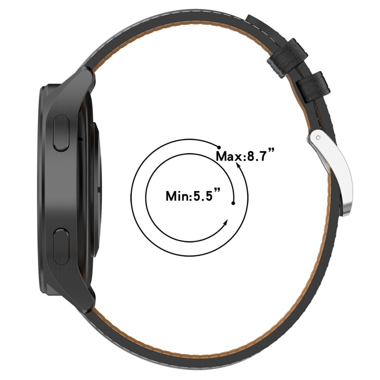 22mm Stainless Steel Quick Release Buckle Genuine Leather Watch Band, For Amazfit Bip 5 / GTR 4 / GTR 3