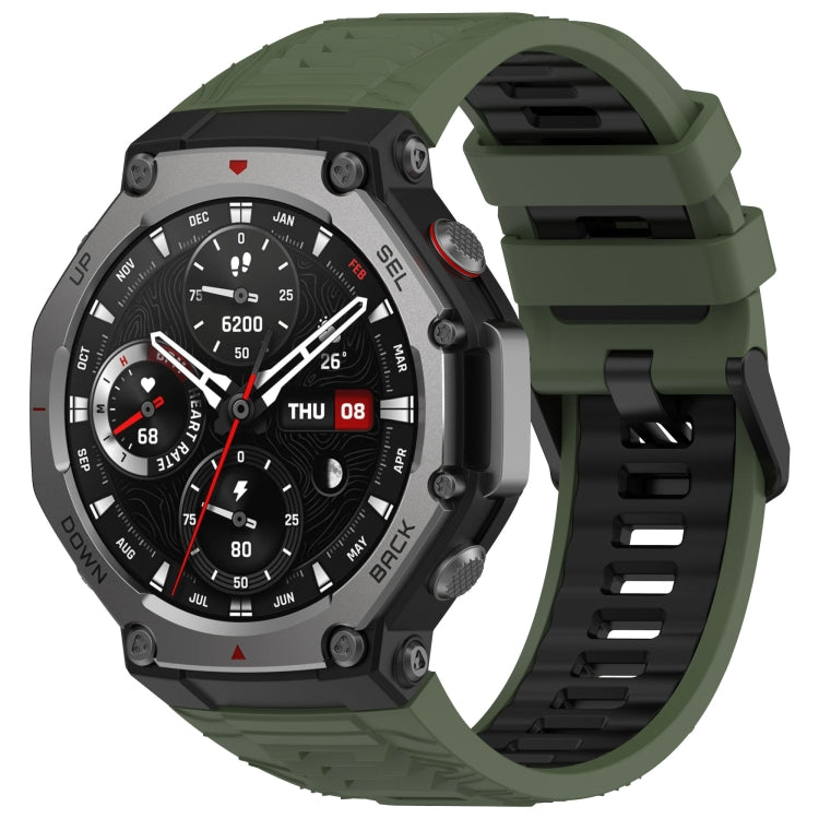 Two Tone Needle Buckle Silicone Watch Band, For Amazfit T-Rex 3