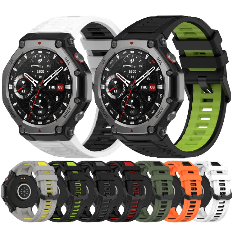 Two Tone Needle Buckle Silicone Watch Band, For Amazfit T-Rex 3