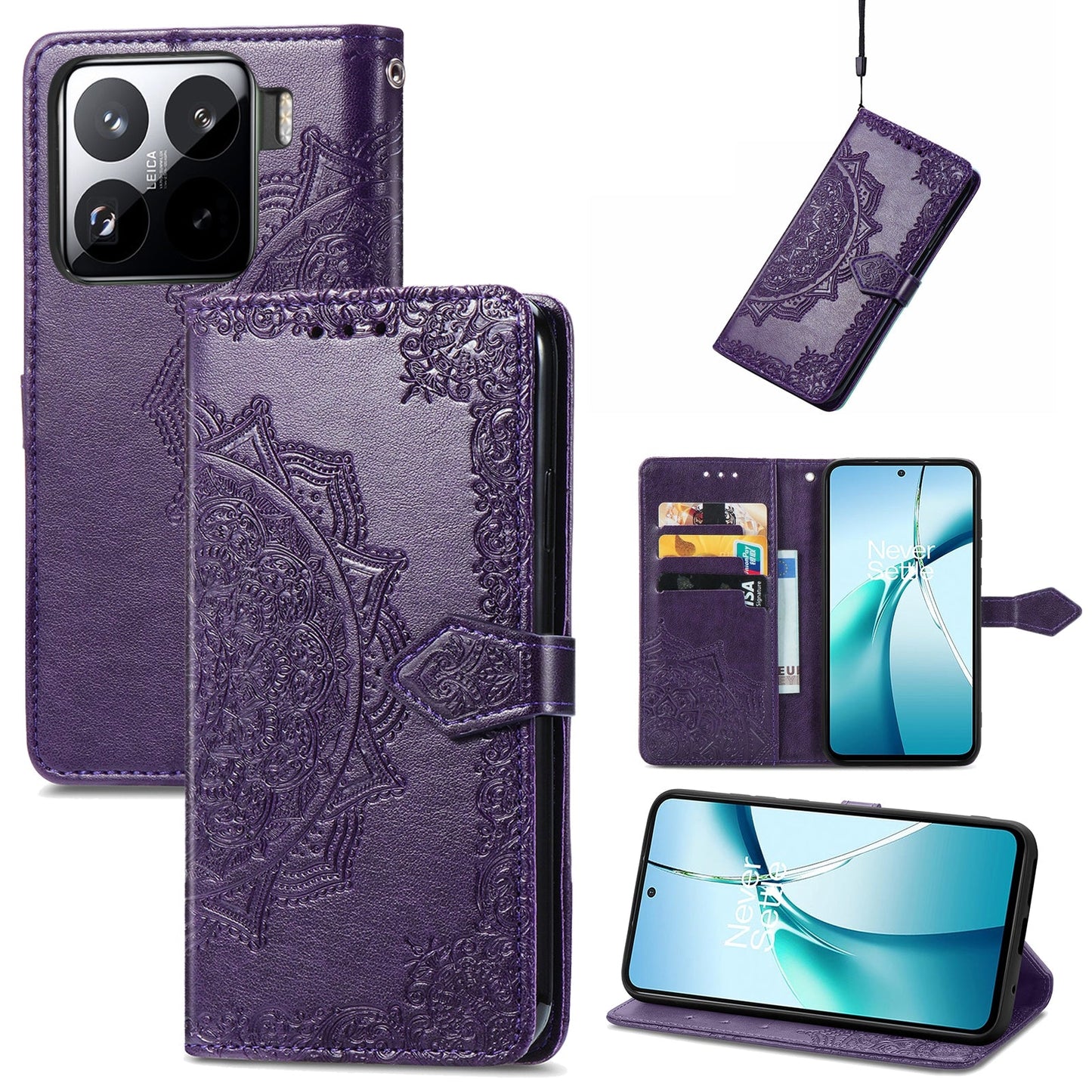 For Xiaomi 15 Mandala Flower Embossed Leather Phone Case(Purple)