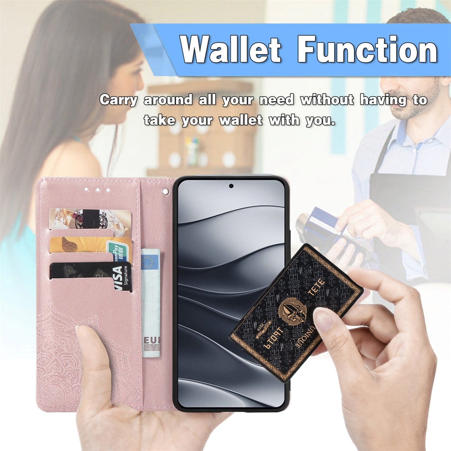For Xiaomi 15 Pro Mandala Flower Embossed Leather Phone Case(Rose Gold)