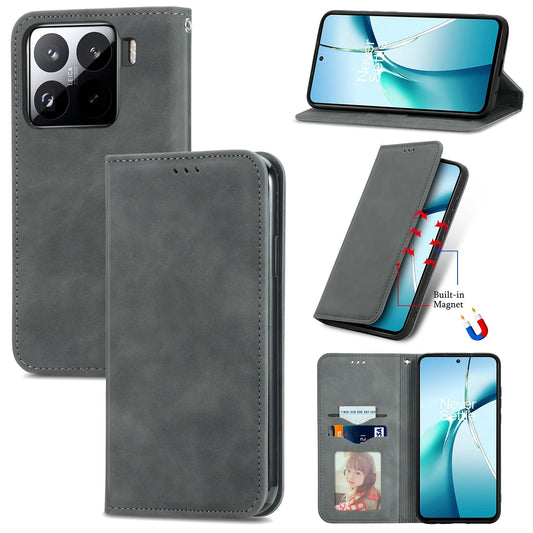 For Xiaomi 15 Retro Skin Feel Magnetic Flip Leather Phone Case(Gray)