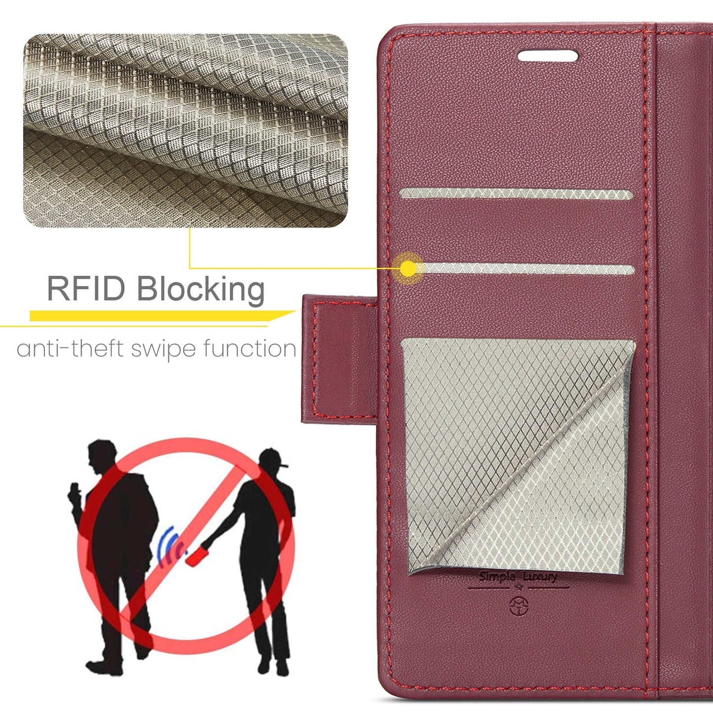 For Redmi 14C CaseMe 023 Butterfly Buckle Litchi Texture RFID Anti-theft Leather Phone Case(Red)