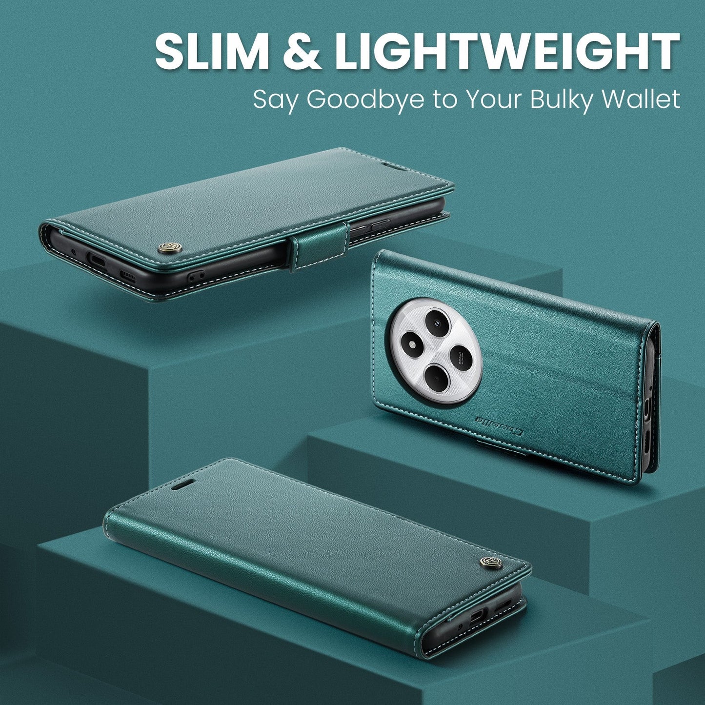 For Redmi 14C CaseMe 023 Butterfly Buckle Litchi Texture RFID Anti-theft Leather Phone Case(Green)