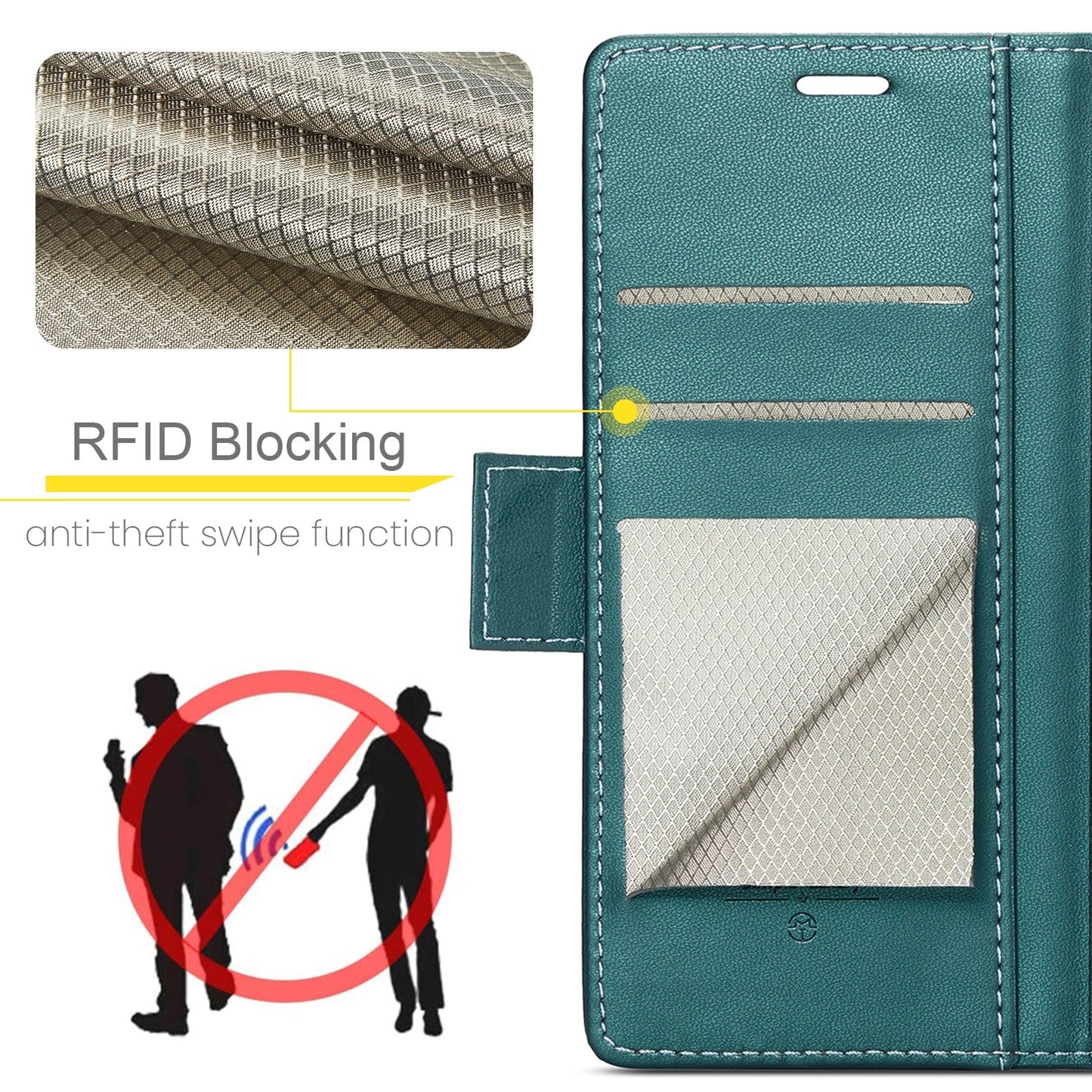 For Redmi 14C CaseMe 023 Butterfly Buckle Litchi Texture RFID Anti-theft Leather Phone Case(Green)