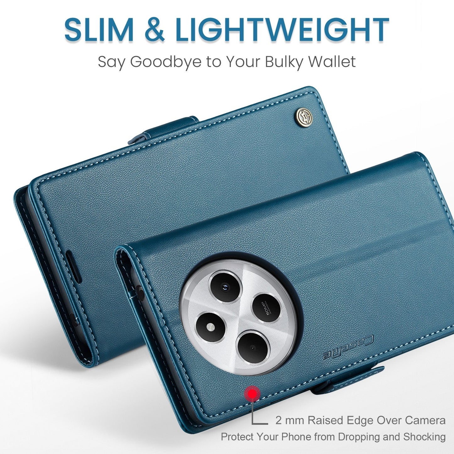 For Redmi 14C CaseMe 023 Butterfly Buckle Litchi Texture RFID Anti-theft Leather Phone Case(Blue)