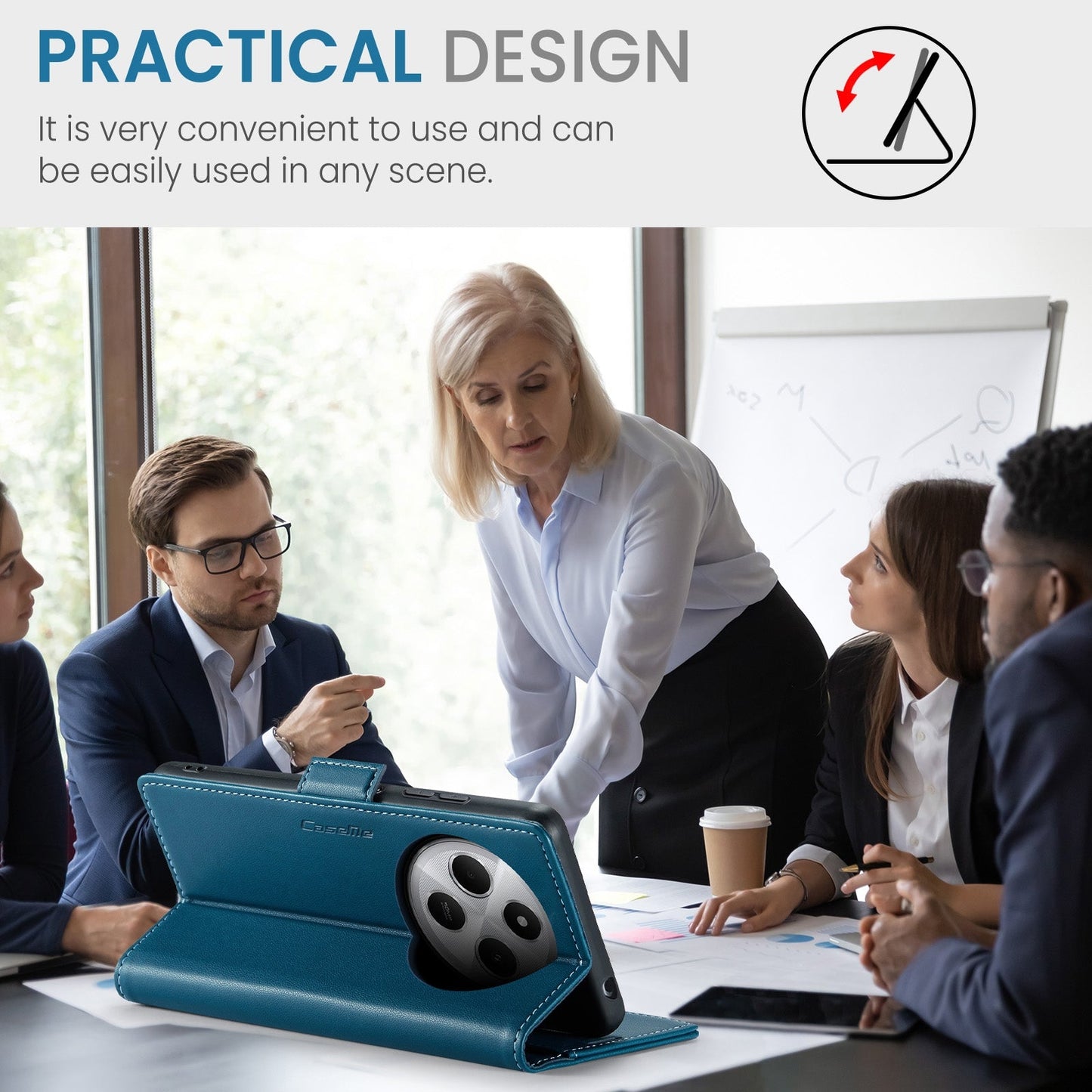 For Redmi 14C CaseMe 023 Butterfly Buckle Litchi Texture RFID Anti-theft Leather Phone Case(Blue)