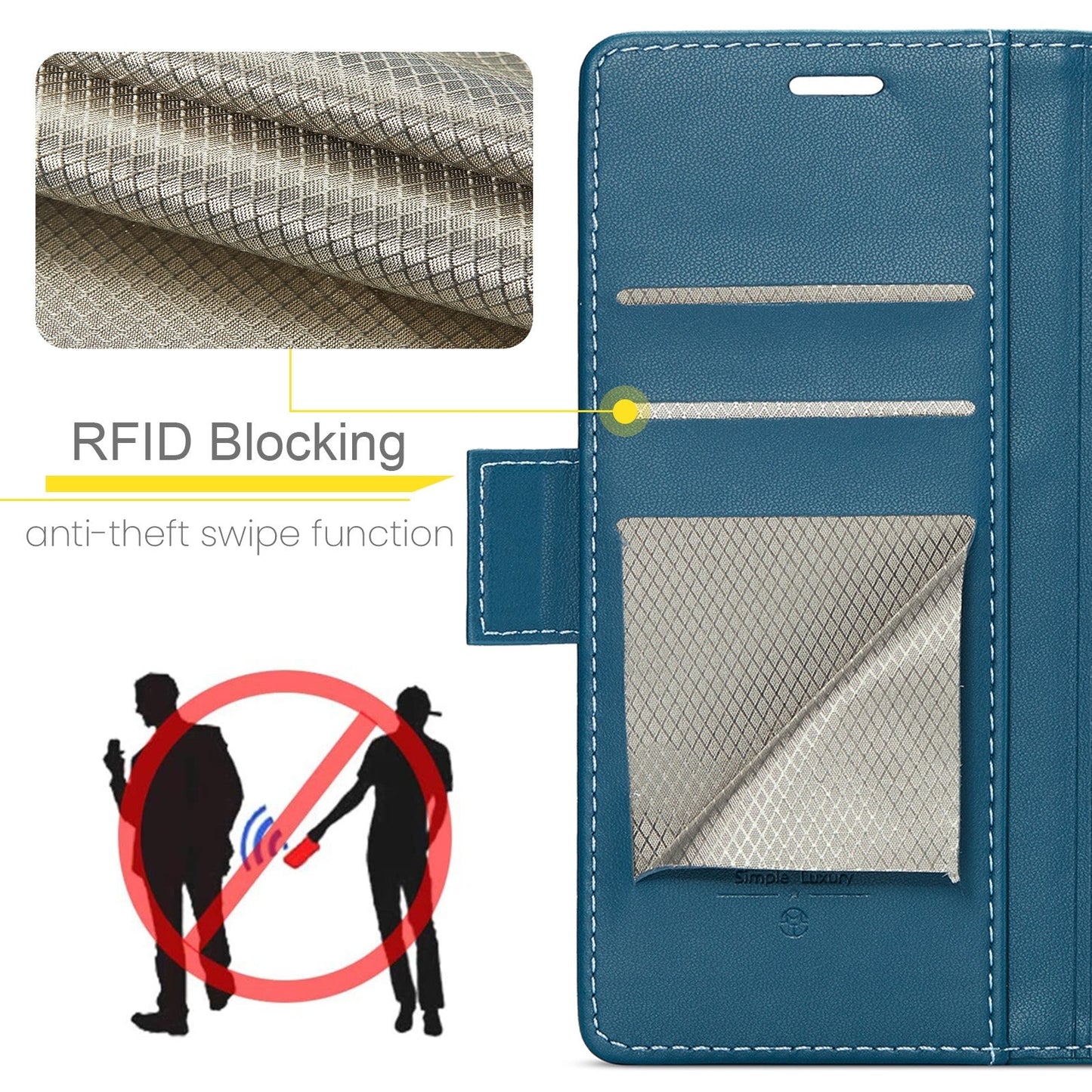 For Redmi 14C CaseMe 023 Butterfly Buckle Litchi Texture RFID Anti-theft Leather Phone Case(Blue)