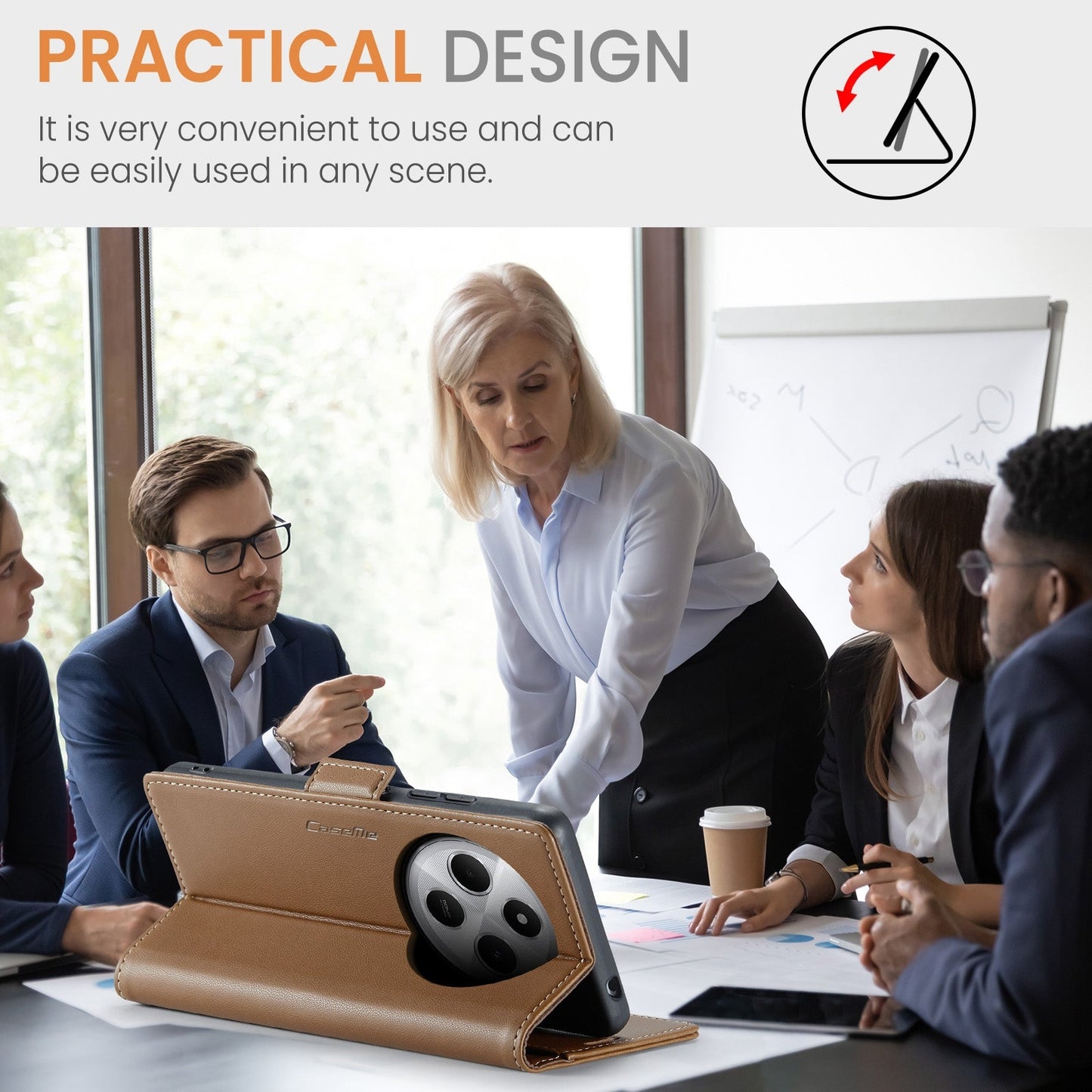 For Redmi 14C CaseMe 023 Butterfly Buckle Litchi Texture RFID Anti-theft Leather Phone Case(Brown)