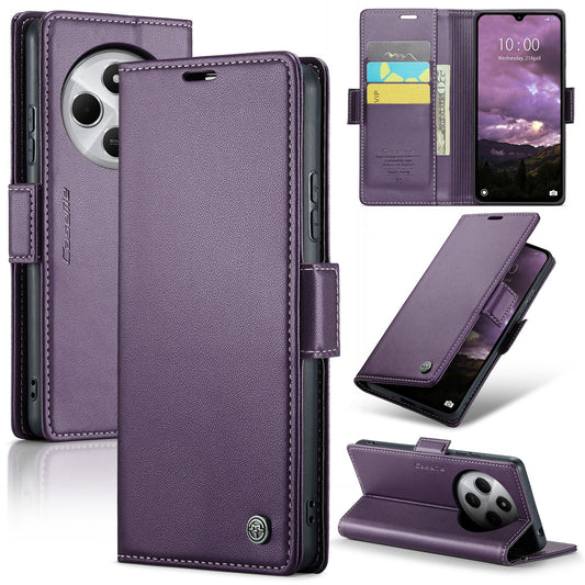 For Redmi 14C CaseMe 023 Butterfly Buckle Litchi Texture RFID Anti-theft Leather Phone Case(Purple)