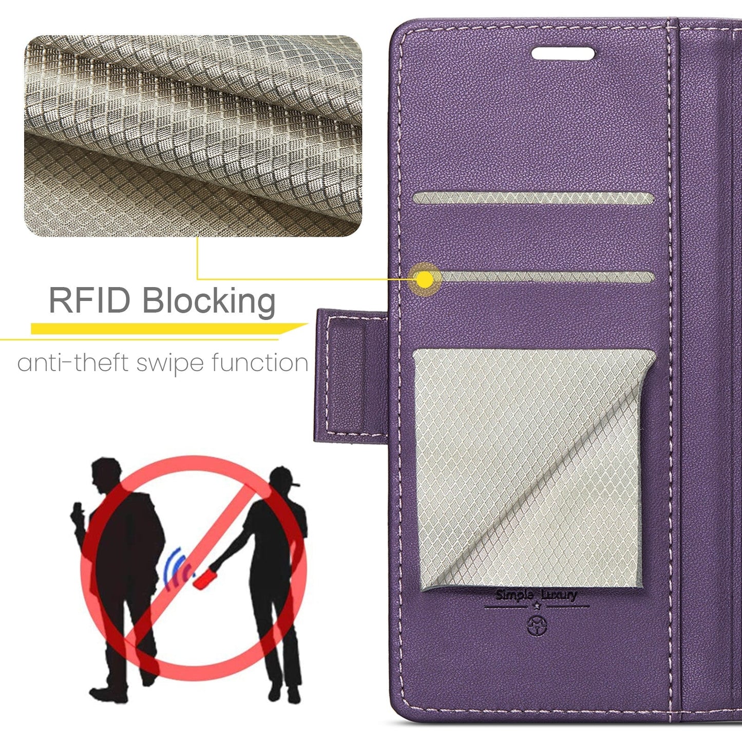 For Redmi 14C CaseMe 023 Butterfly Buckle Litchi Texture RFID Anti-theft Leather Phone Case(Purple)
