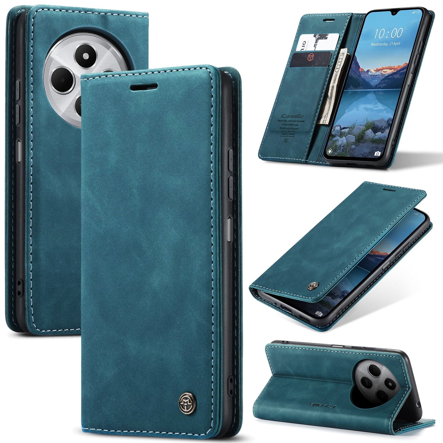 For Redmi 14C CaseMe 013 Multifunctional Horizontal Flip Leather Phone Case(Blue)