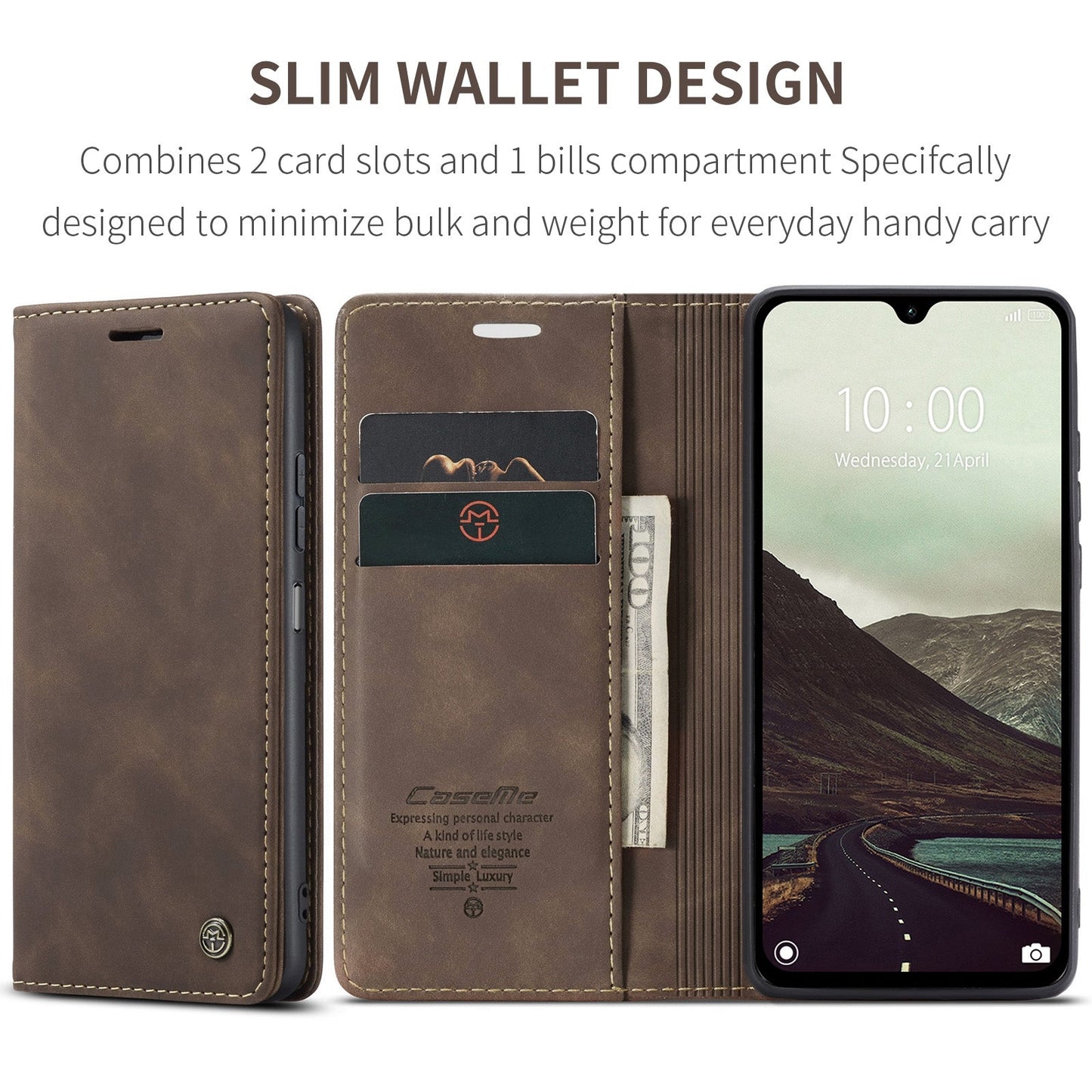 For Redmi 14C CaseMe 013 Multifunctional Horizontal Flip Leather Phone Case(Coffee)