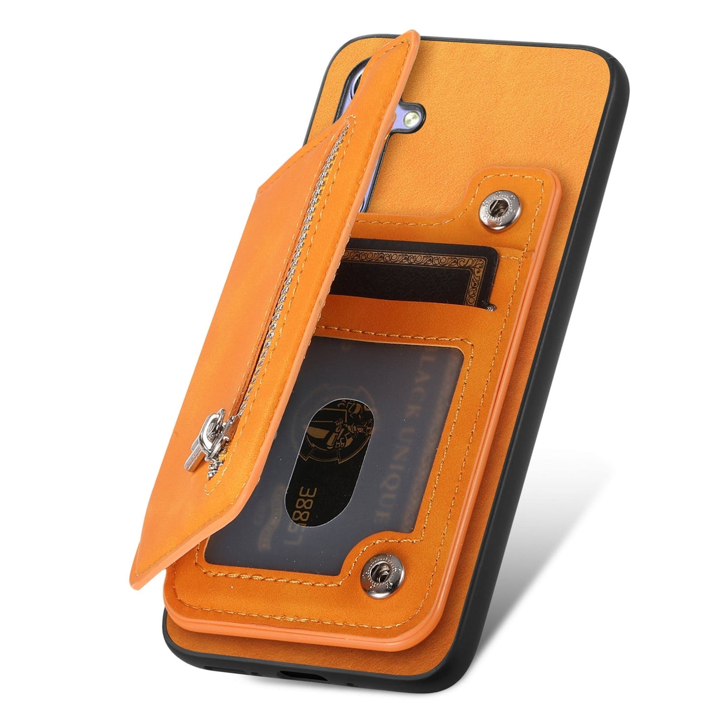 For Xiaomi 15 Pro Retro MagSafe Zipper Wallet Card Bag Back Phone Case(Yellow)