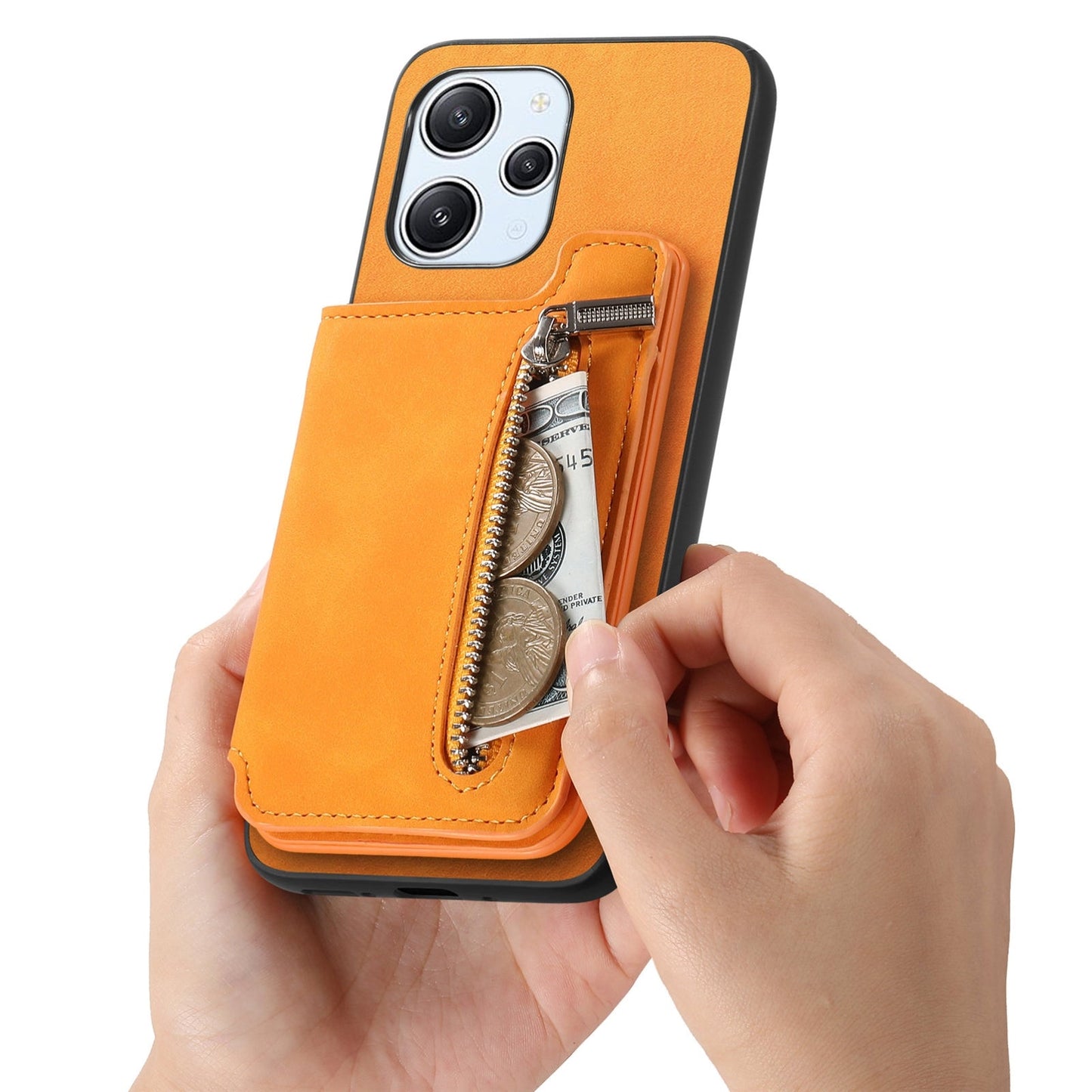 For Xiaomi 15 Pro Retro MagSafe Zipper Wallet Card Bag Back Phone Case(Yellow)