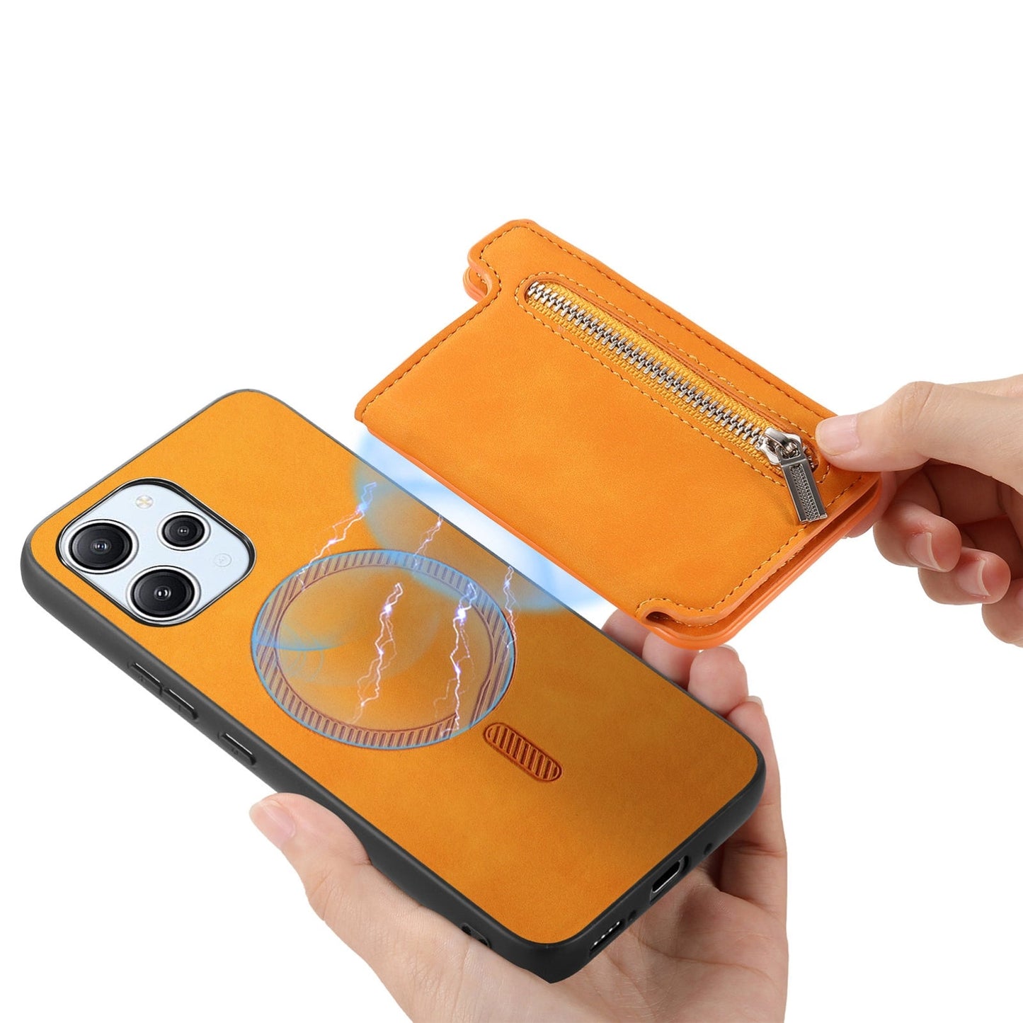 For Xiaomi 15 Pro Retro MagSafe Zipper Wallet Card Bag Back Phone Case(Yellow)