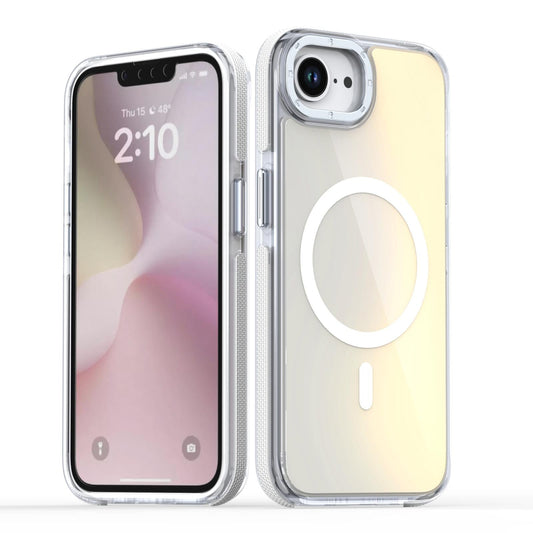 For iPhone 16e Dual-Color Gradient Discolor MagSafe Phone Case(White)
