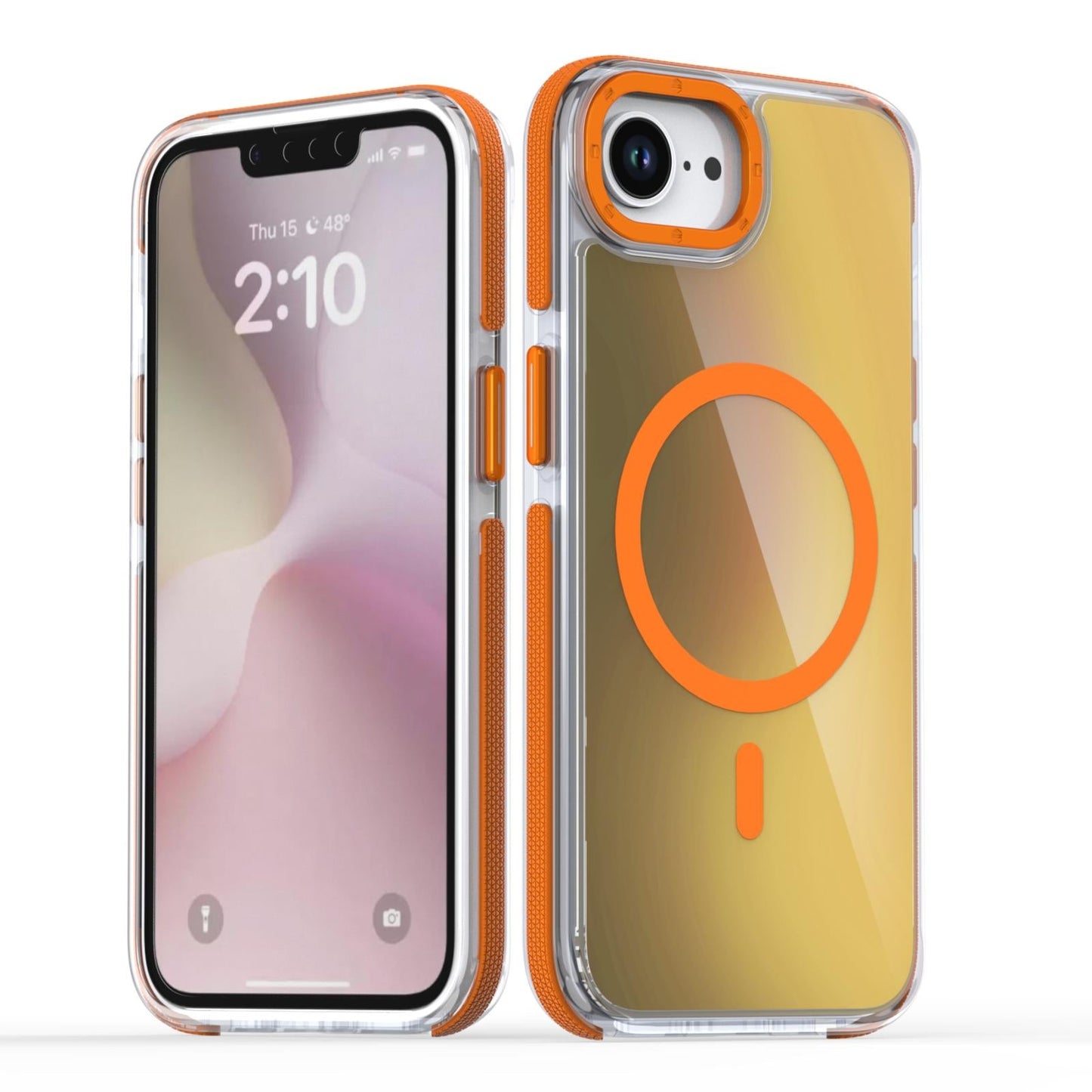 For iPhone 16e Dual-Color Gradient Discolor MagSafe Phone Case(Orange)