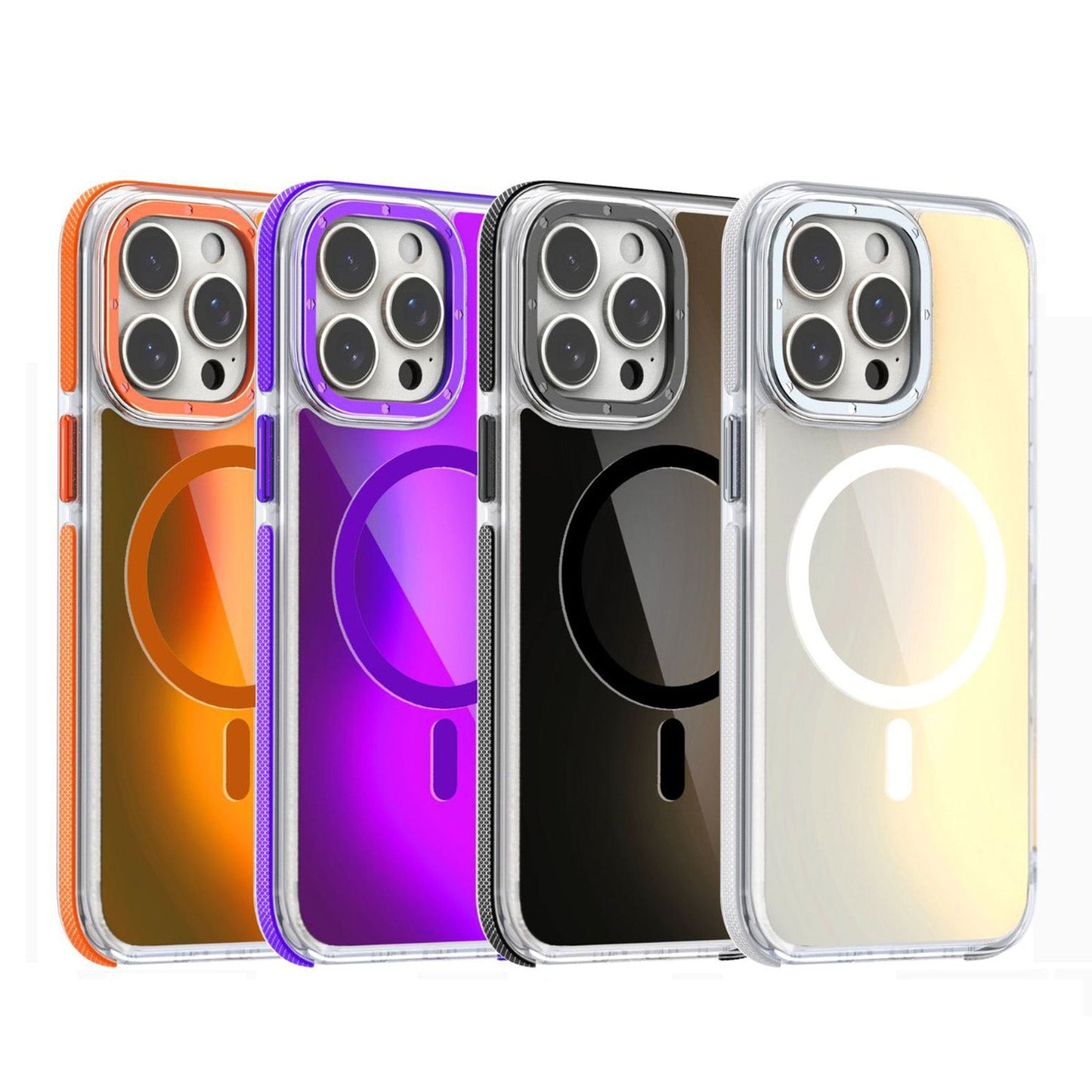 For iPhone 16e Dual-Color Gradient Discolor MagSafe Phone Case(Black)