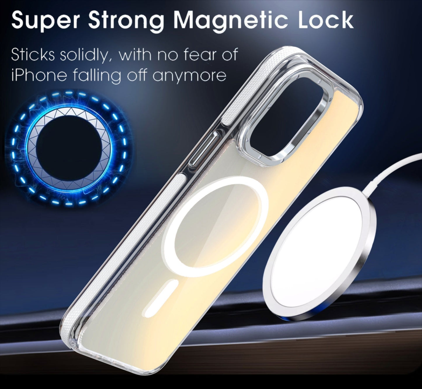 For iPhone 16e Dual-Color Gradient Discolor MagSafe Phone Case(Black)