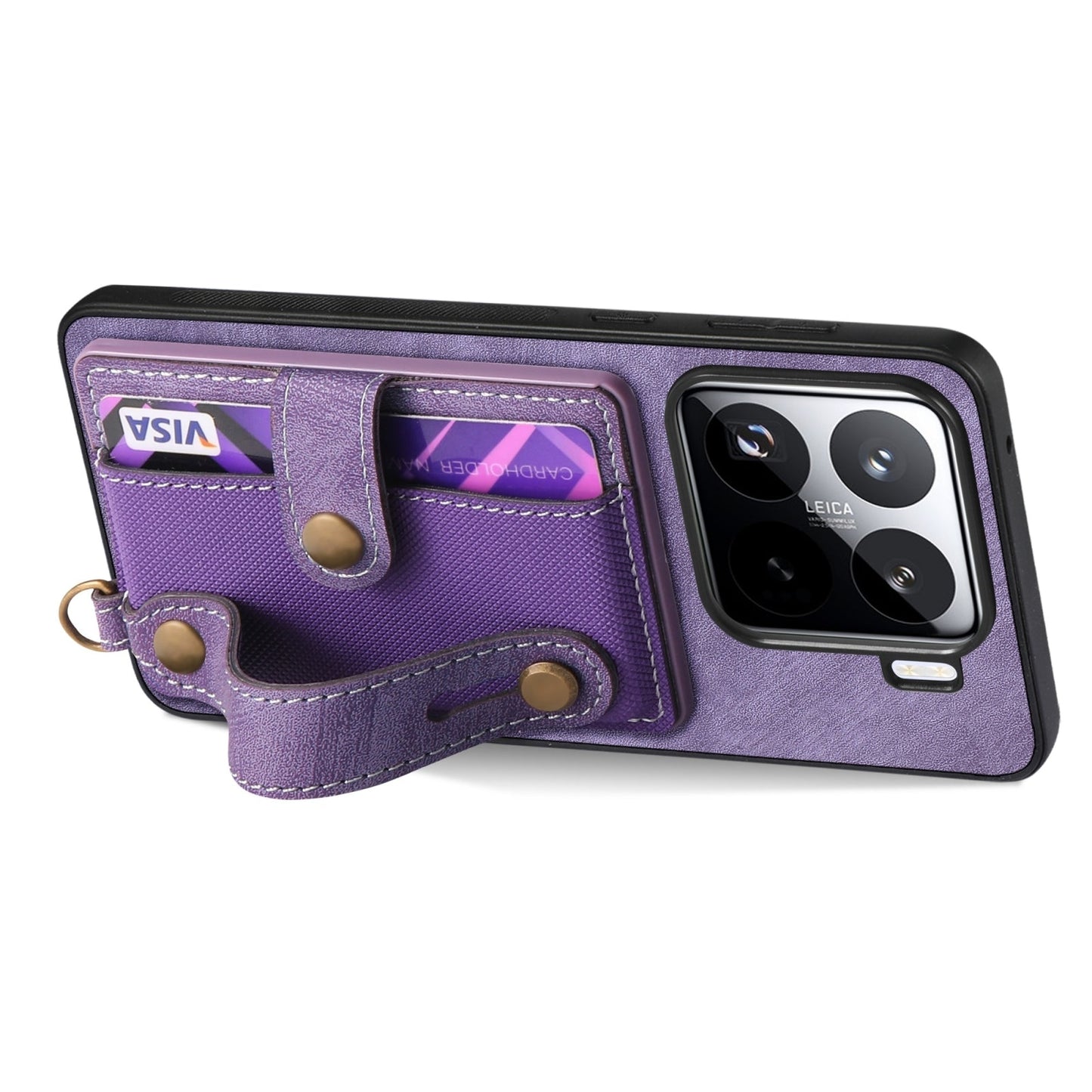For Xiaomi 15 Retro Cross Wristband Wallet Leather Back Phone Case(Purple)
