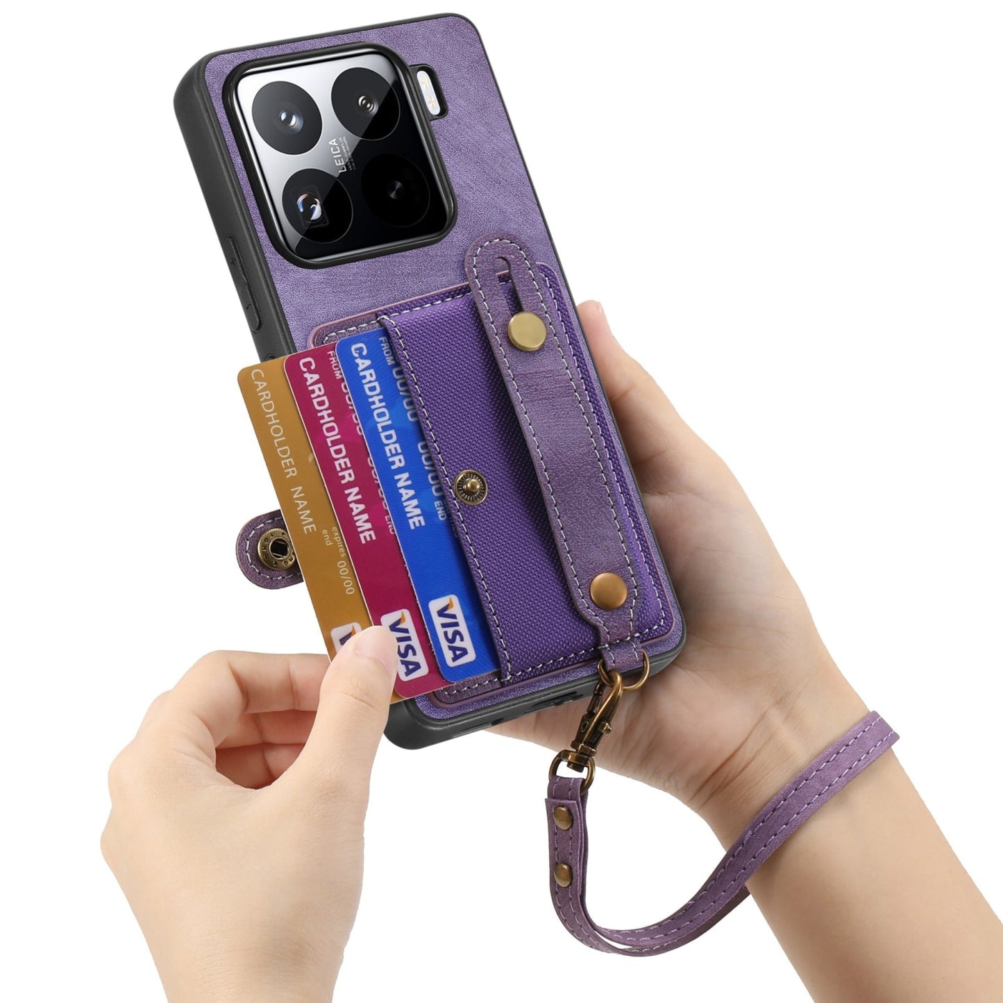 For Xiaomi 15 Retro Cross Wristband Wallet Leather Back Phone Case(Purple)