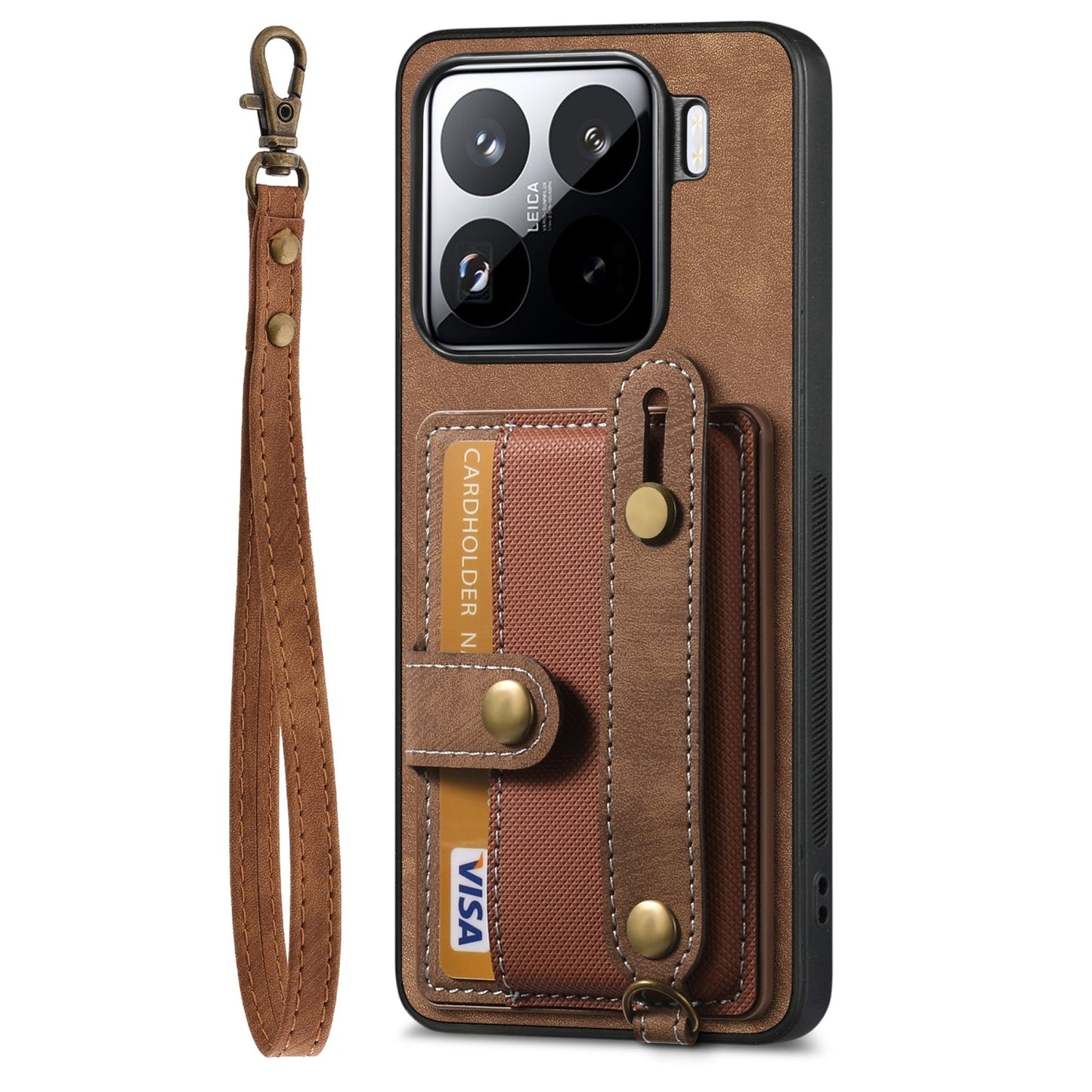 For Xiaomi 15 Pro Retro Cross Wristband Wallet Leather Back Phone Case(Brown)