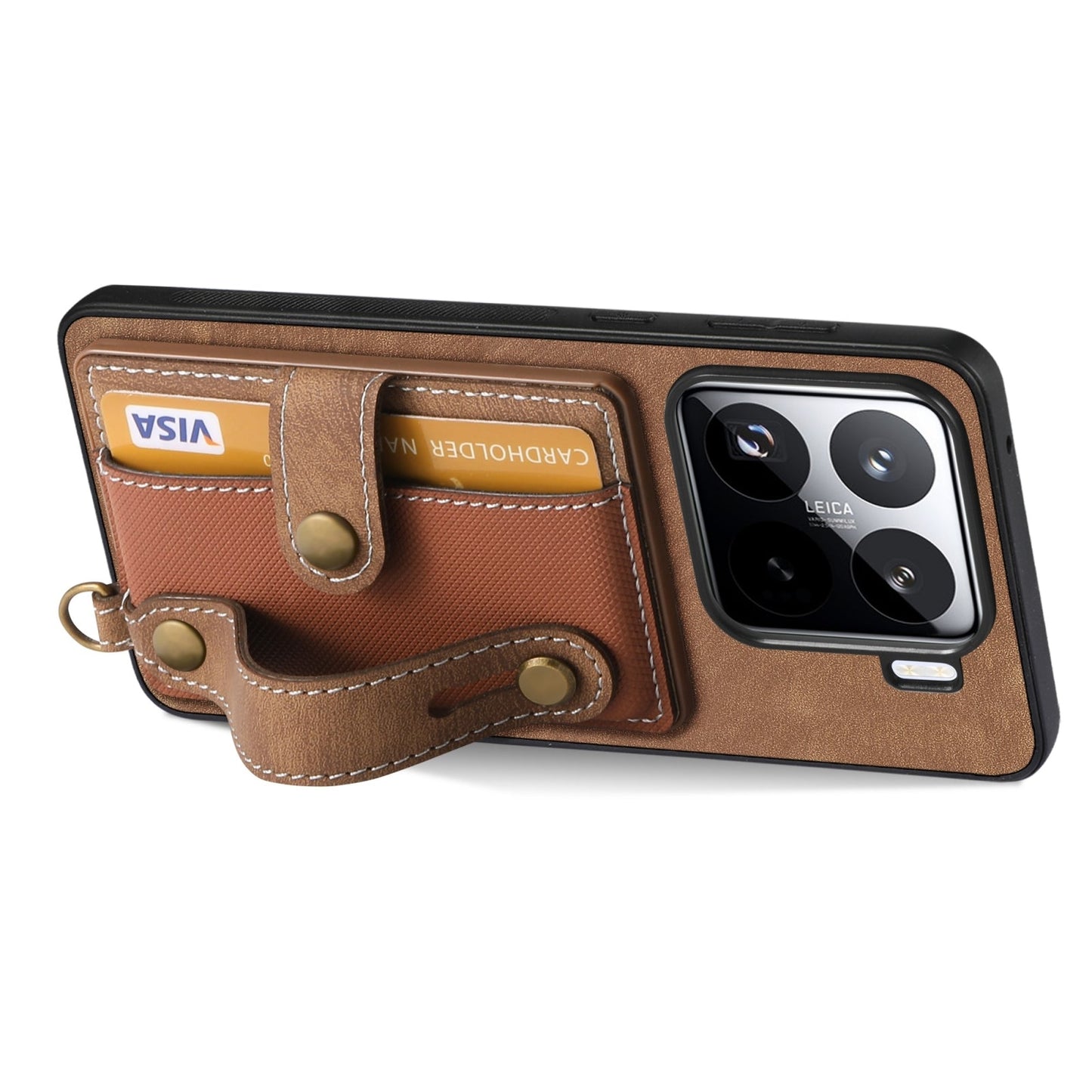 For Xiaomi 15 Pro Retro Cross Wristband Wallet Leather Back Phone Case(Brown)