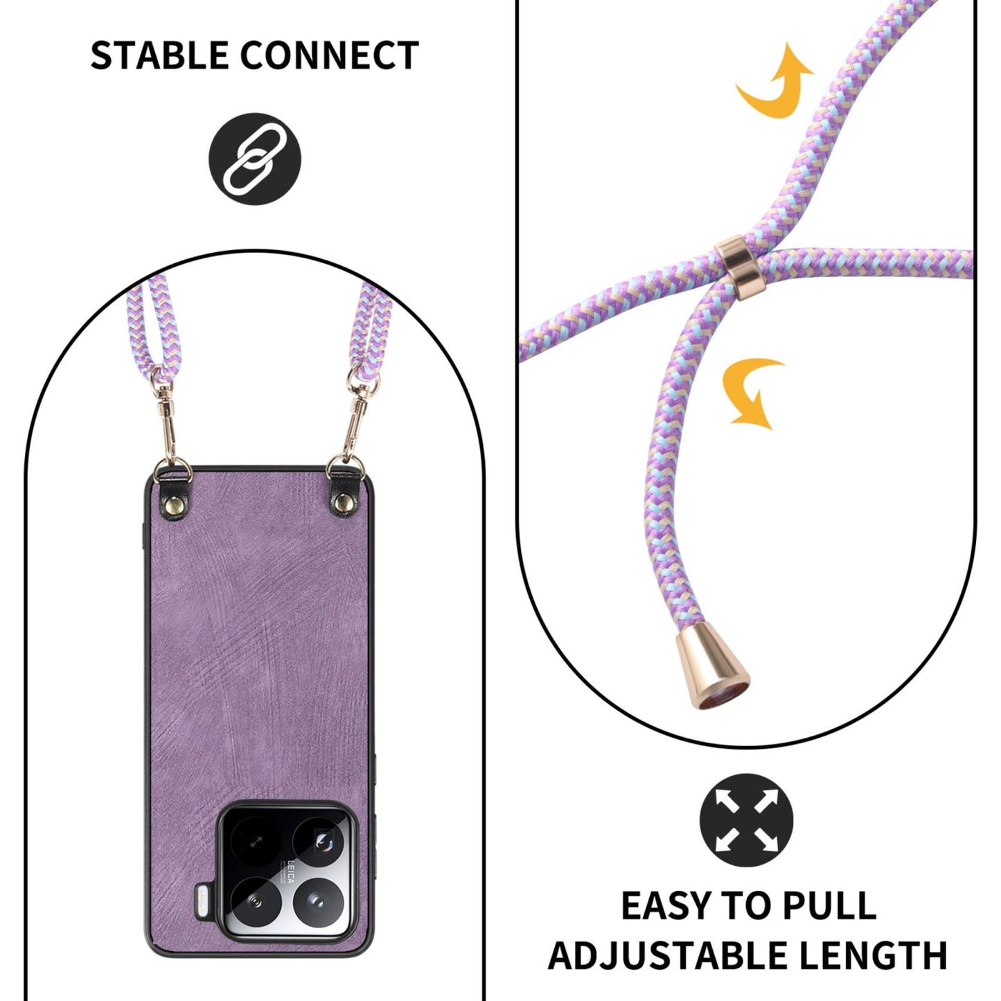 For Xiaomi 15 Pro Vintage Leather PC Back Cover Phone Case with Crossbody Strap(Pink)