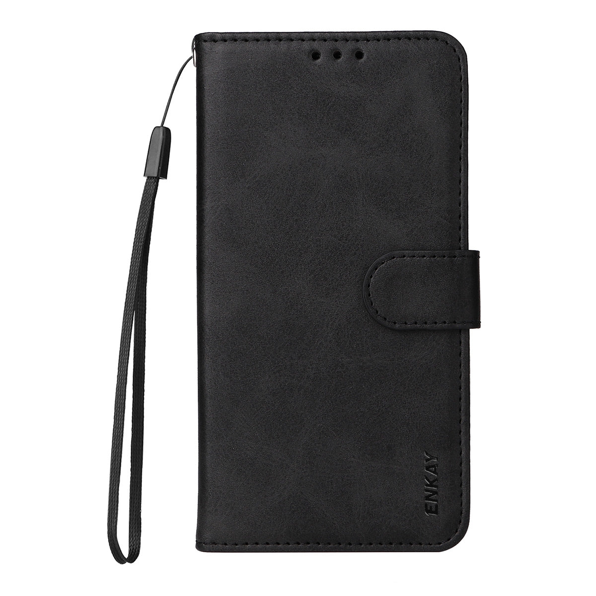 For iPhone 16e ENKAY Card Wallet Calf Texture Leather Phone Case with Screen Film(Black)