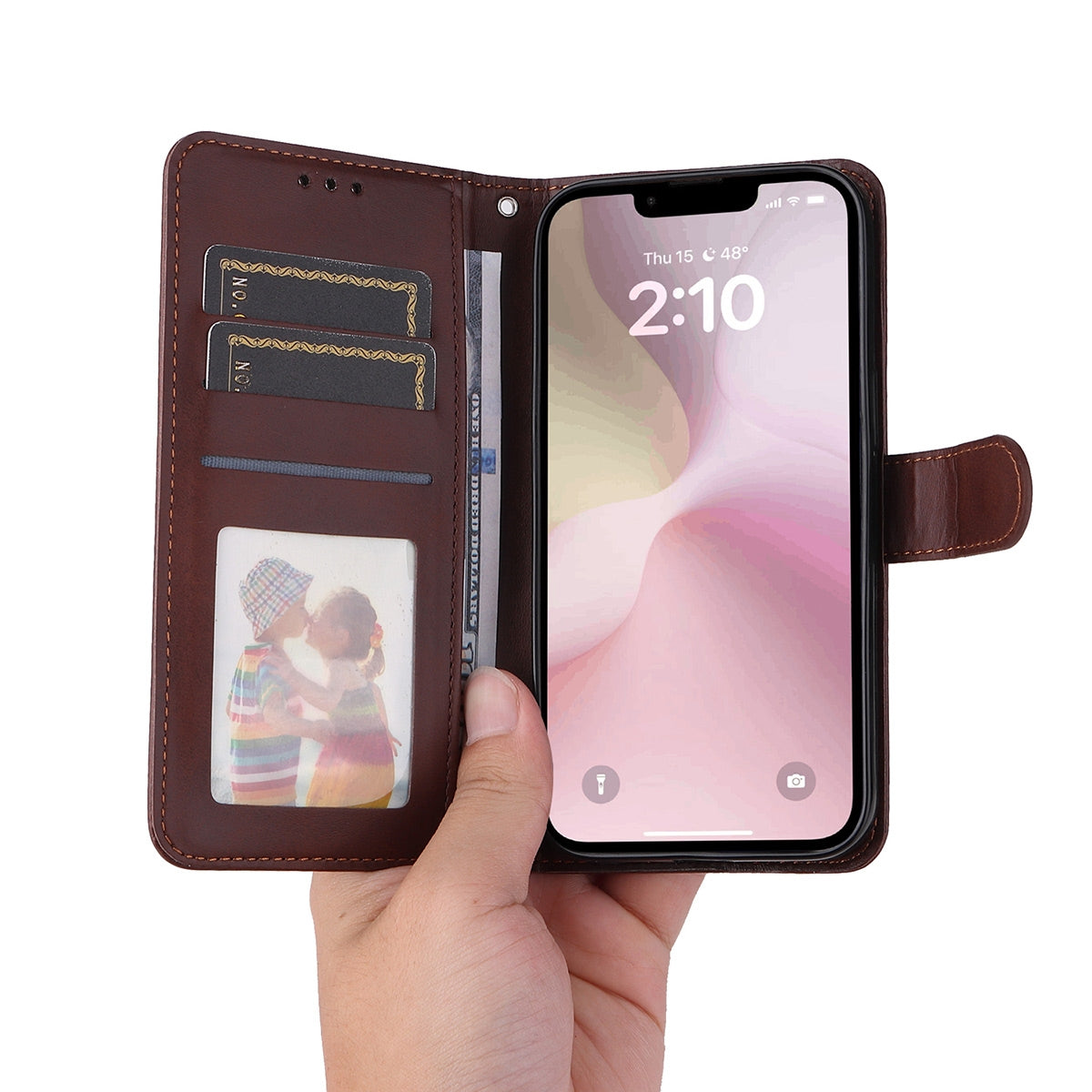 For iPhone 16e ENKAY Card Wallet Calf Texture Leather Phone Case with Screen Film(Pink)