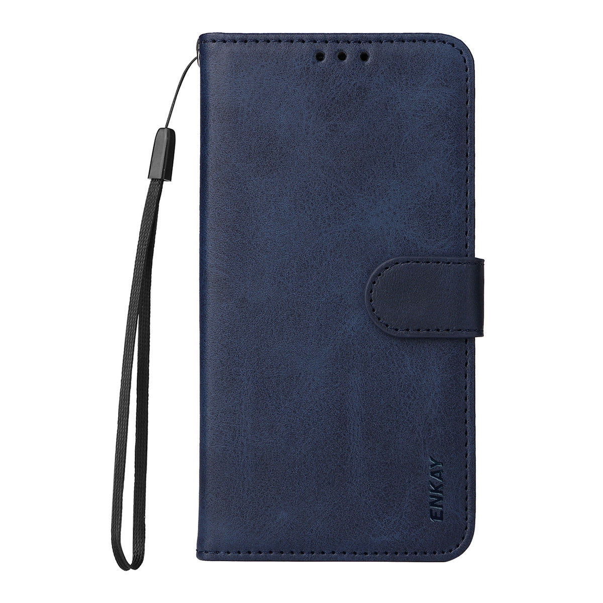 For iPhone 16e ENKAY Card Wallet Calf Texture Leather Phone Case with Screen Film(Blue)