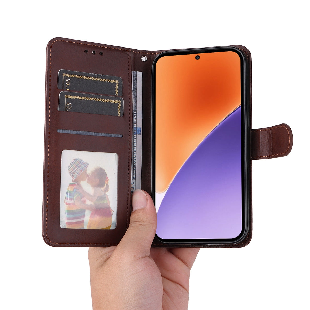 For Xiaomi 15 ENKAY Card Wallet Calf Texture Leather Phone Case with Screen Film(Brown)