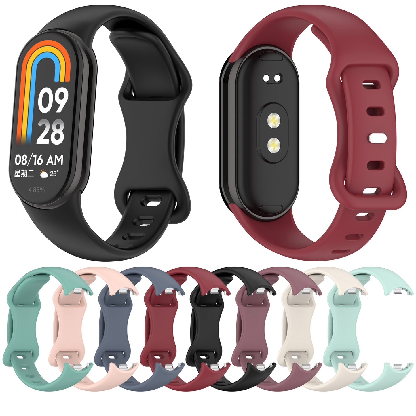 For Xiaomi Smart Band 10 / 9 / 8 Splayed Tail Reverse Buckle Silicone Watch Band(Black)