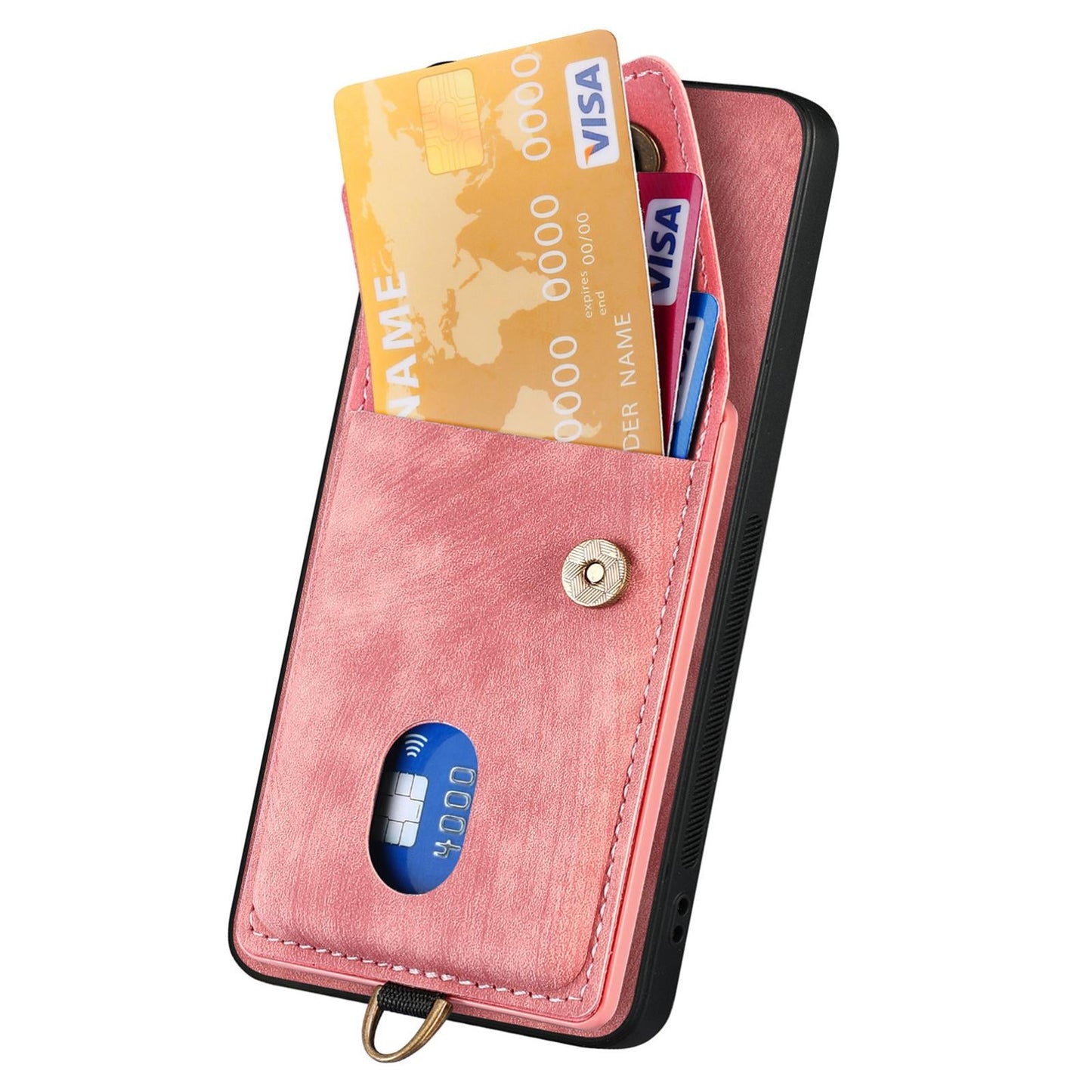 For Samsung Galaxy S25 Edge 5G Retro Card Wallet Fold Leather Phone Case with Strap(Pink)