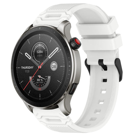 Vertical Pattern Black Buckle Silicone Watch Band, For Amazfit Watch 22mm