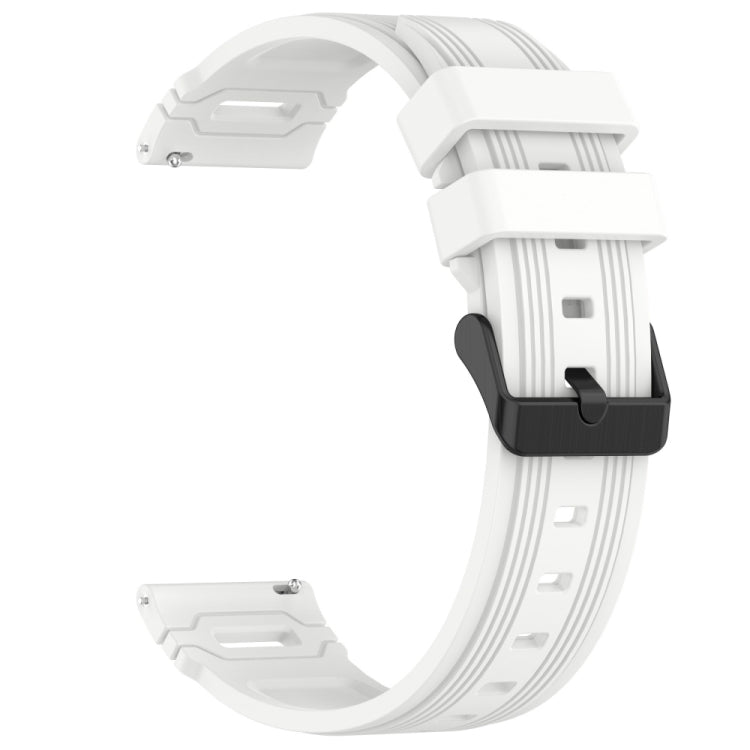 Vertical Pattern Black Buckle Silicone Watch Band, For Amazfit Watch 22mm