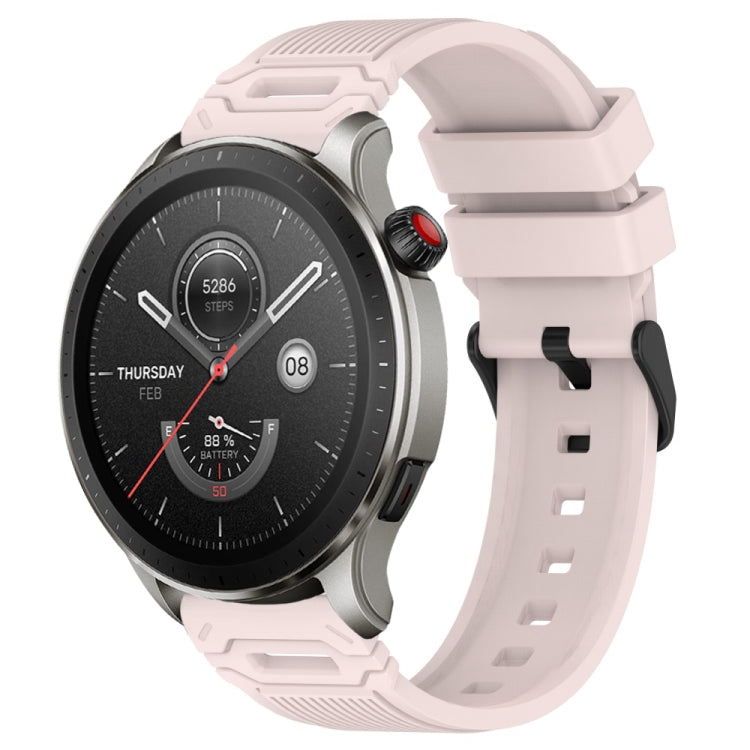 Vertical Pattern Black Buckle Silicone Watch Band, For Amazfit Watch 22mm