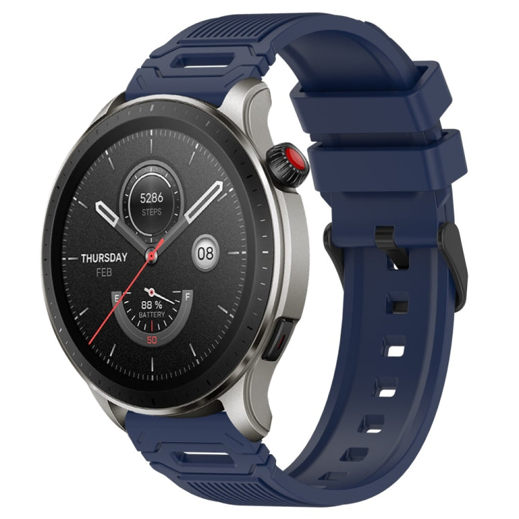 Vertical Pattern Black Buckle Silicone Watch Band, For Amazfit Watch 22mm