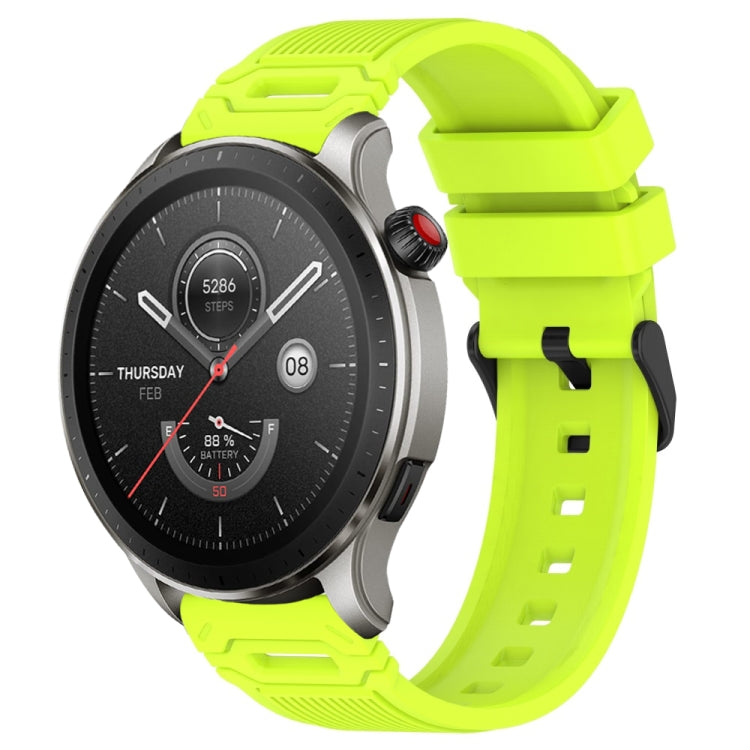 Vertical Pattern Black Buckle Silicone Watch Band, For Amazfit Watch 22mm