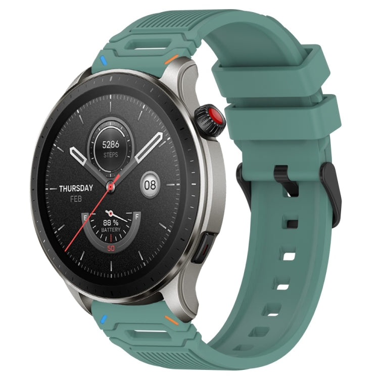 Vertical Pattern Black Buckle Silicone Watch Band, For Amazfit Watch 22mm